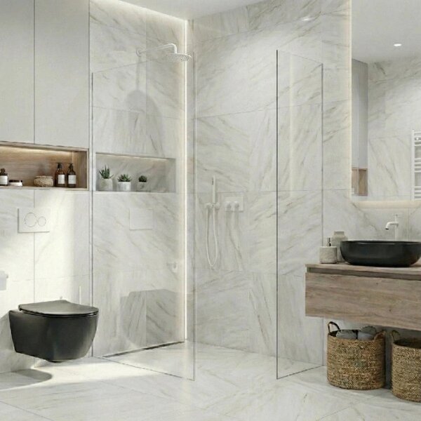 CERANO - Sprchová zástena Walk-in Crystal TL/P - 8 mm - bezvzperový systém - biela matná, transparentné sklo - 50x50x200 cm