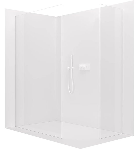 CERANO - Sprchová zástena Walk-in Crystal TL/P - 8 mm - bezvzperový systém - biela matná, transparentné sklo - 50x50x200 cm