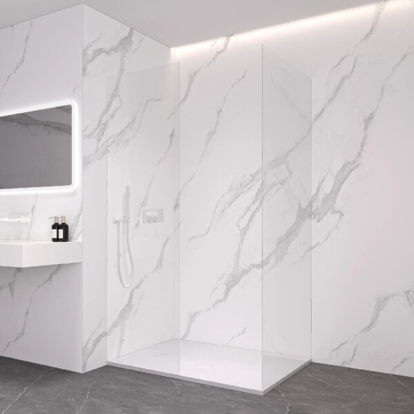 CERANO - Sprchová zástena Walk-in Crystal TL/P - 8 mm - bezvzperový systém - biela matná, transparentné sklo - 50x50x200 cm