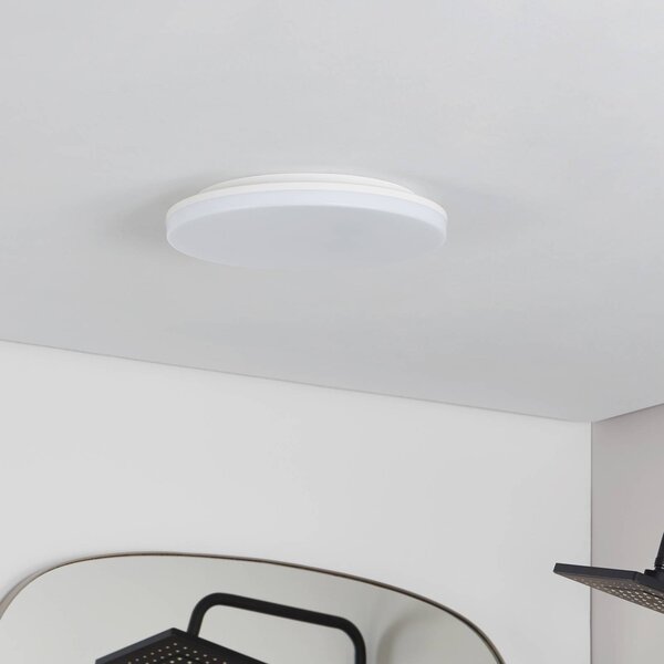 PRIOS Prios LED stropné svietidlo Artin, Ø 33 cm, biele, IP65, Biela / opálová, Kúpeľňa, Plast, Moderný, Závesné svietidlo