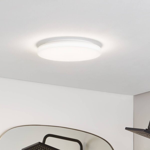 PRIOS Prios LED stropné svietidlo Artin, Ø 33 cm, biele, IP65, Biela / opálová, Kúpeľňa, Plast, Moderný, Závesné svietidlo