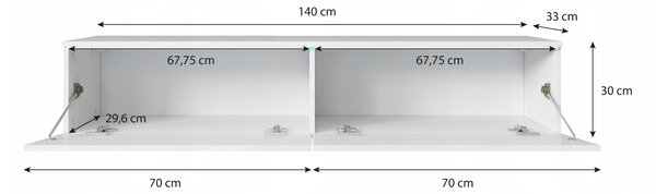 TV stolík CERIEE 140 - biely / biely lesk