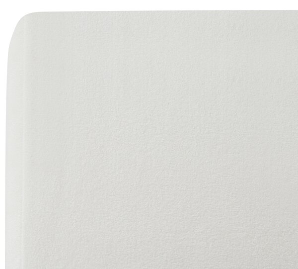 Posteľ s čelom krémová biela látkové čalúnenie 160 x 200 cm škandinávsky moderný minimalistický dizajn