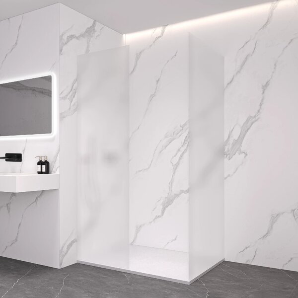 CERANO - Sprchová zástena Walk-in Crystal TL/P - 8 mm - bezvzperový systém - čierna matná, mliečne sklo - 60x60x200 cm