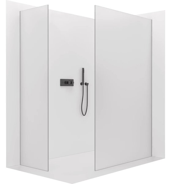 CERANO - Sprchová zástena Walk-in Crystal TL/P - 8 mm - bezvzperový systém - čierna matná, mliečne sklo - 60x60x200 cm