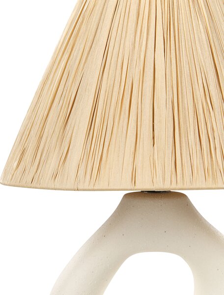 Stolná lampa biela keramický podstavec papierové prírodné tienidlo nočná stolná lampa