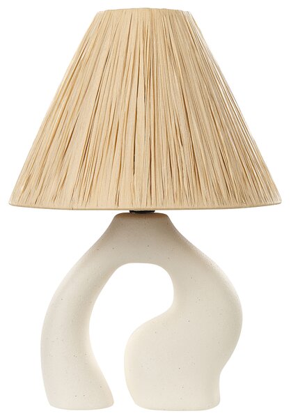 Stolná lampa biela keramický podstavec papierové prírodné tienidlo nočná stolná lampa