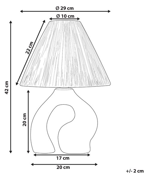 Stolná lampa biela keramický podstavec papierové prírodné tienidlo nočná stolná lampa