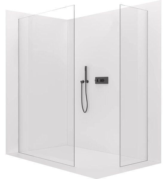 CERANO - Sprchová zástena Walk-in Crystal TL/P - 8 mm - bezvzperový systém - čierna matná, transparentné sklo - 70x50x200 cm