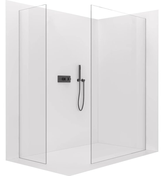 CERANO - Sprchová zástena Walk-in Crystal TL/P - 8 mm - bezvzperový systém - čierna matná, transparentné sklo - 70x50x200 cm