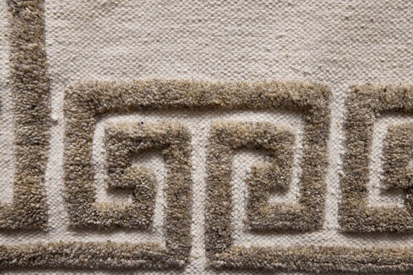 Diamond Carpets India , Ručne viazaný kusový koberec Greek DESP P86 Ivory White Antique Mud, 80x150, biela, chodba / predsieň