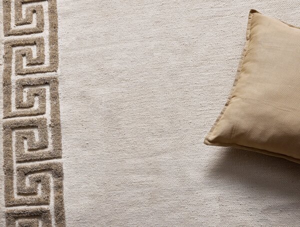 Diamond Carpets India , Ručne viazaný kusový koberec Greek DESP P86 Ivory White Antique Mud, 80x150, biela, chodba / predsieň