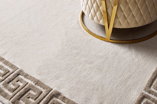 Diamond Carpets India , Ručne viazaný kusový koberec Greek DESP P86 Ivory White Antique Mud, 80x150, biela, chodba / predsieň