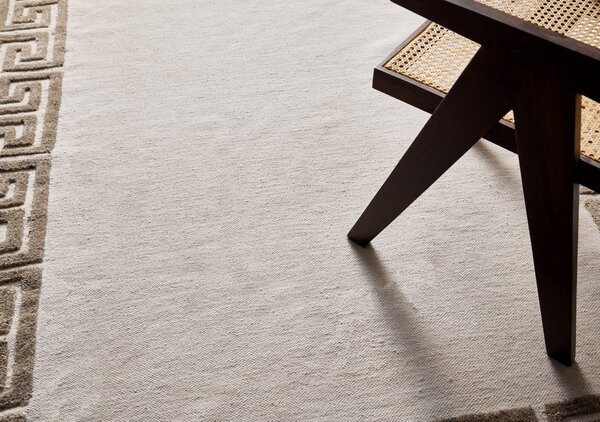 Diamond Carpets India , Ručne viazaný kusový koberec Greek DESP P86 Ivory White Antique Mud, 80x150, biela, chodba / predsieň
