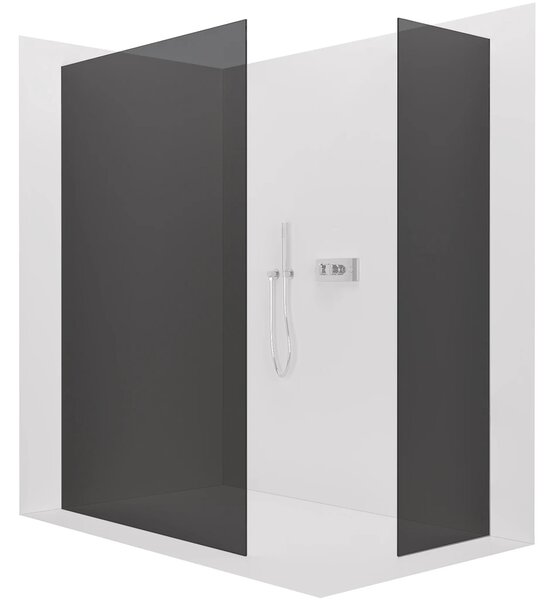 CERANO - Sprchová zástena Walk-in Crystal TL/P - 10 mm - bezvzperový systém - chróm, grafitové sklo - 160x150x200 cm