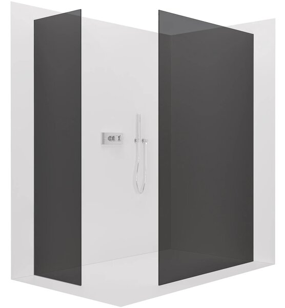CERANO - Sprchová zástena Walk-in Crystal TL/P - 10 mm - bezvzperový systém - chróm, grafitové sklo - 160x150x200 cm