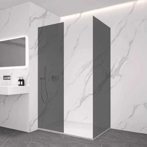 CERANO - Sprchová zástena Walk-in Crystal TL/P - 10 mm - bezvzperový systém - chróm, grafitové sklo - 160x150x200 cm