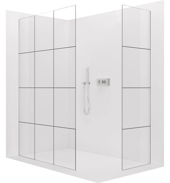 CERANO - Sprchová zástena Walk-in Crystal TL/P - 8 mm - bezvzperový systém - chróm, industriálne sklo - 90x90x200 cm