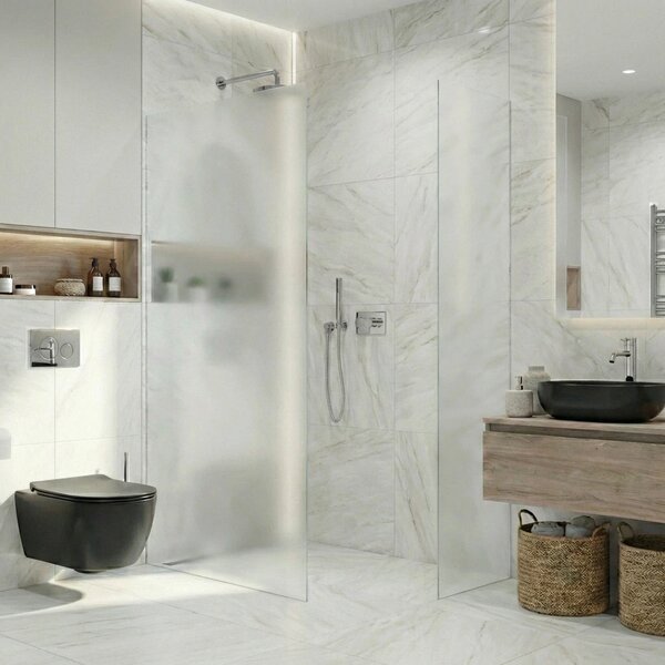 CERANO - Sprchová zástena Walk-in Crystal TL/P - 8 mm - bezvzperový systém - chróm, mliečne sklo - 60x50x200 cm
