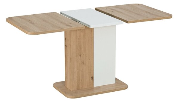 Rozkladací jedálenský stôl NEXT, 110-145x75x68, dub artisan / biela