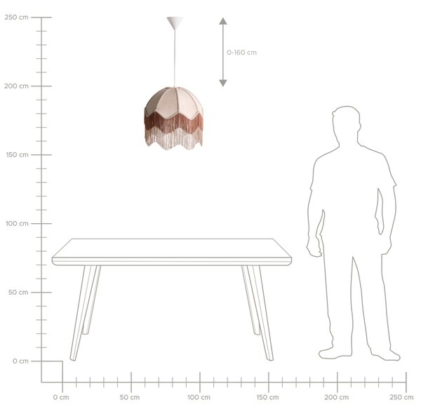 Závesná lampa béžová papier tkanina 182 cm lemovaná strapcami osvetlenie závesné svetlo retro vintage