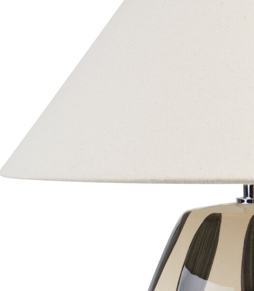 Stolná lampa béžová a čierna keramická biele kužeľovité tienidlo ručne vyrobená nočná lampa obývačka spálňa