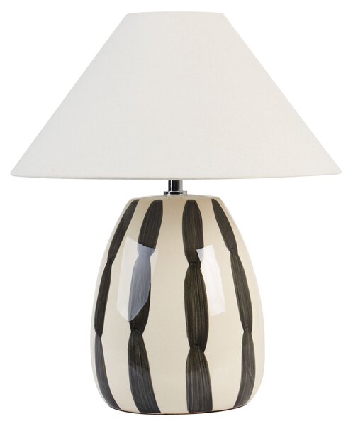 Stolná lampa béžová a čierna keramická biele kužeľovité tienidlo ručne vyrobená nočná lampa obývačka spálňa