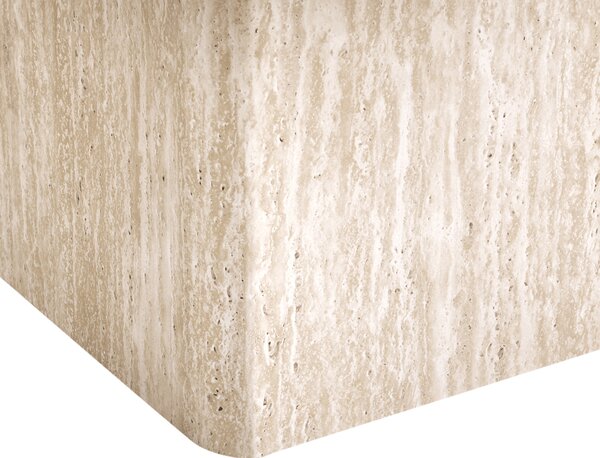 Konferenčný stolík béžový MDF vrchná doska dyha podstavec pripomínajúci kameň 80 x 80 cm moderný dizajn obývacia izba