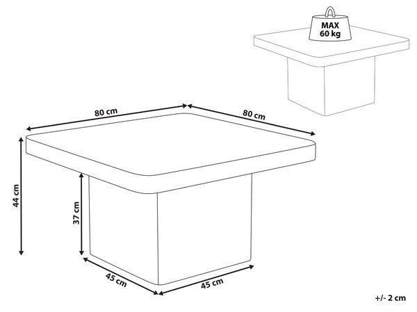Konferenčný stolík béžový MDF vrchná doska dyha podstavec pripomínajúci kameň 80 x 80 cm moderný dizajn obývacia izba