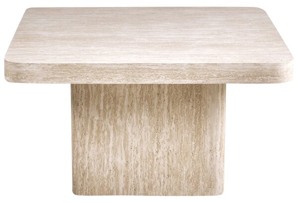 Konferenčný stolík béžový MDF vrchná doska dyha podstavec pripomínajúci kameň 80 x 80 cm moderný dizajn obývacia izba