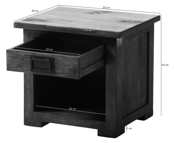 IRON Nočný stolík mango 50x40x45 hnedý lakovaný