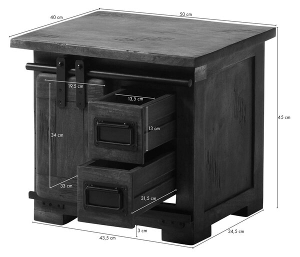 Nočný stolík mango 50x40x45 biely umývaný lakovaný IRON