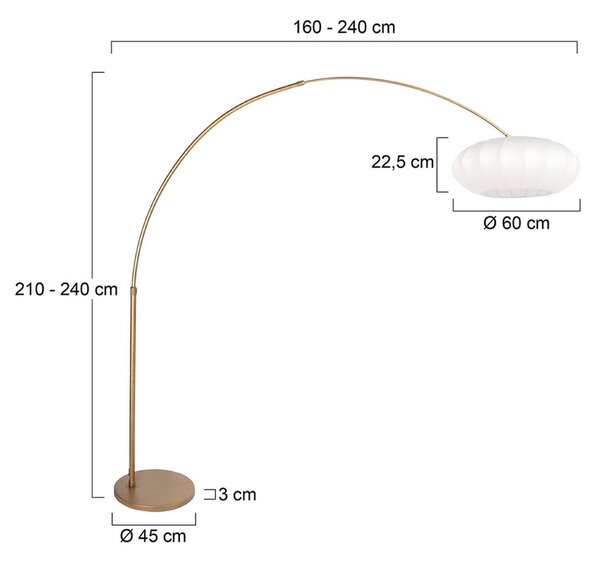 Steinhauer Stojacia lampa Sparkled Light bronzová/biela, 240 cm, hodváb, Hnedá / staromosadz, Obývacia izba / jedáleň, kov, Moderný, Oblúková stojaca lampa