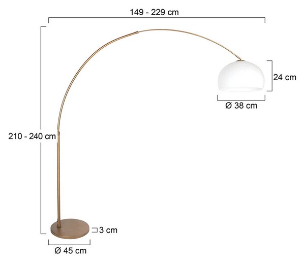 Stojacia lampa Sparkled Light bronzová/biela 240 cm plast, Hnedá / staromosadz, Obývacia izba / jedáleň, kov, Moderný, Oblúková stojaca lampa