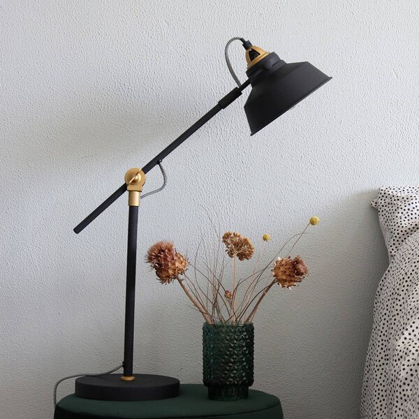 Steinhauer Stolná lampa Nové, nastaviteľná, čierna, Čierna, Obývacia izba / jedáleň, kov, Industriálny dizajn, Stojacie svietidlo