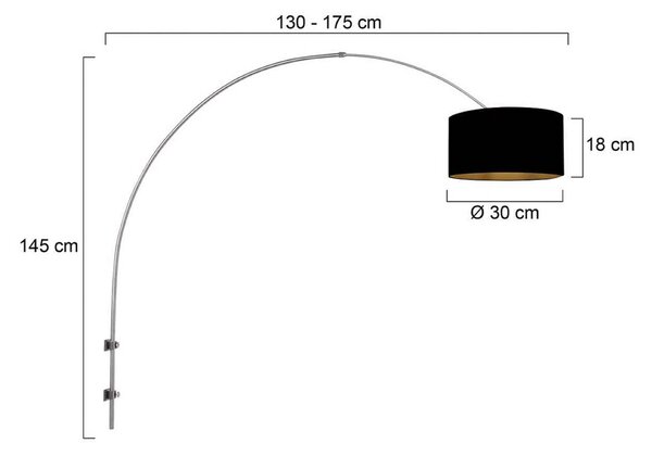 Nástenné svetlo Sparkled Light oceľ/čierna-zlatá výška 175 cm, Hliník / sivá / zinok, Obývacia izba / jedáleň, kov, Moderný, Nástenné svietidlo