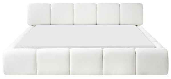 Posteľ s čelom krémová biela látkové čalúnenie 180 x 200 cm škandinávsky moderný minimalistický dizajn