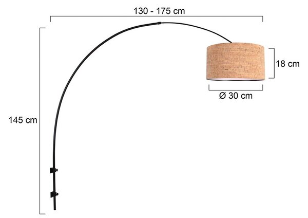 Steinhauer Nástenné svetlo Sparkled Light, čierna/hnedá, výška 240 cm, korok, Hnedá / hrdzavá, Obývacia izba / jedáleň, kov, Moderný