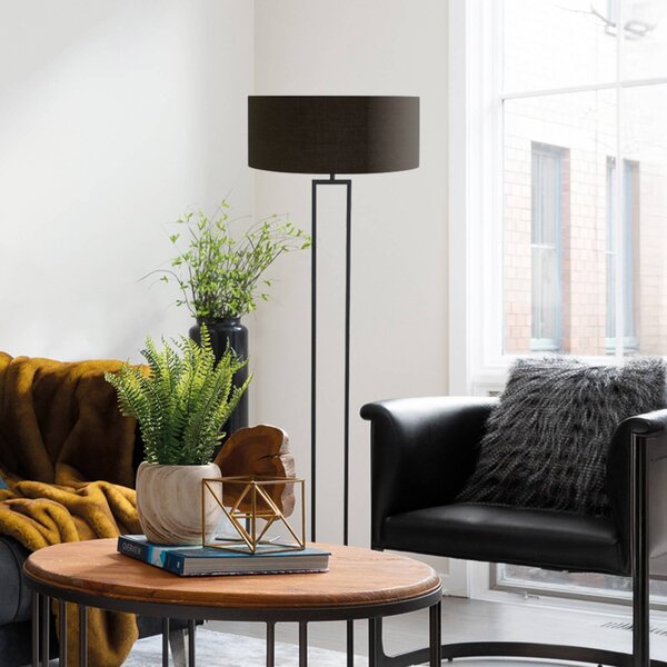 Stojacia lampa Stang, čierne/čierno-zlaté, výška 160 cm, chintz, Čierna, Obývacia izba / jedáleň, kov, Moderný, Stojaca lampa