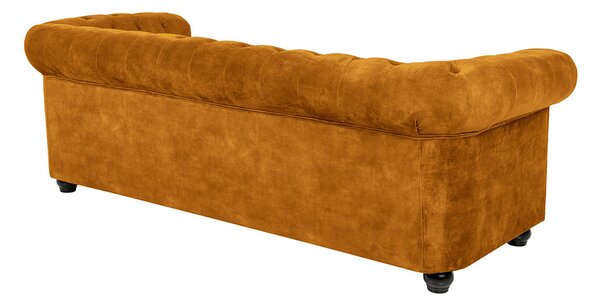 Dizajnová trojsedačka Chesterfield 205 cm horčicový zamat