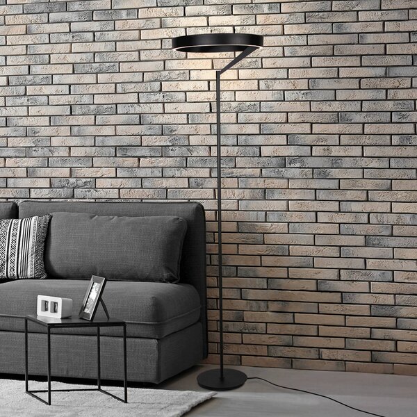 LED stojacia lampa Mykty, čierne, výška 170 cm, kovové, 2-pl.,, Čierna, Obývacia izba / jedáleň, kov, Moderný, Zemné bodové svetlo
