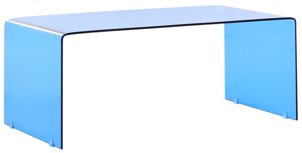 Konferenčný stolík modrý priehľadné tvrdené sklo 100 x 50 cm minimalistický obdĺžnikový moderný