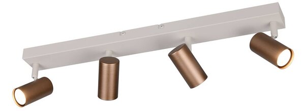 Reality Leuchten Bodové svetlá Taryn, hnedá, dĺžka 62 cm, 4-pl., GU10, Hnedá / hrdzavá, Obývacia izba / jedáleň, kov, Moderný, Stropné svetlo