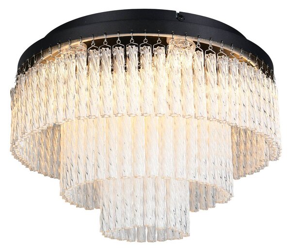 Stropné LED svetlo Vono, čierne/číre, Ø 40 cm, RGB diaľkové ovládanie, Čierna, Obývacia izba / jedáleň, kov, Závesné svietidlo