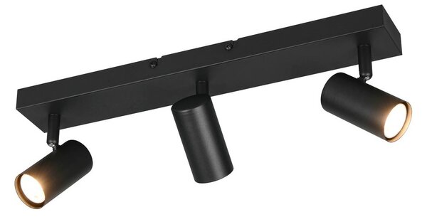 Bodové svetlá Taryn, čierny matný, dĺžka 45 cm, 3-pl., GU10, Čierna, Obývacia izba / jedáleň, kov, Moderný, Stropné svetlo