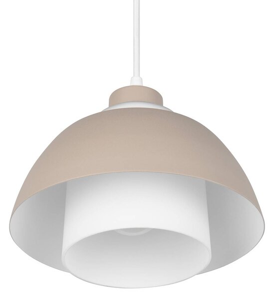 Závesné svietidlo Tilos, béžové, Ø 23 cm, kov/sklo, E27, Krémová / jantárovo žltá, Obývacia izba / jedáleň, kov, Moderný, Závesné svietidlo