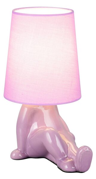 Reality Leuchten Stolová lampa Huma, fialová, výška 25 cm, textil/keramika, E14, Fialová / ružová, Obývacia izba / jedáleň, Keramický, Štýl mladých, Stojacie svietidlo