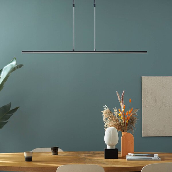 Steinhauer LED závesné svietidlo Zelena, čierne, dĺžka 122 cm, kov,, Čierna, Obývacia izba / jedáleň, kov, Moderný, Závesné svietidlo
