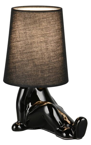 Stolová lampa Huma, čierna, výška 25 cm, textil/keramika, E14, Čierna, Obývacia izba / jedáleň, Keramický, Štýl mladých, Stojacie svietidlo