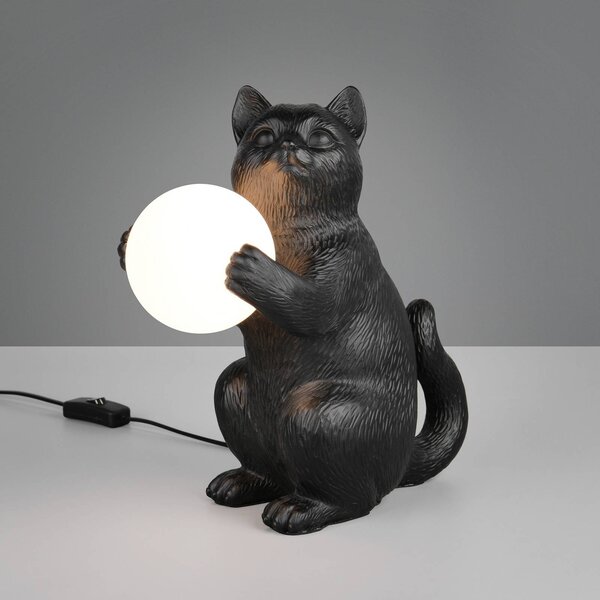 Stolová lampa Gatio, čierna, výška 30 cm, umelá živica, G9, Čierna, Obývacia izba / jedáleň, Plast, Štýl mladých